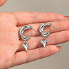 Vintage Stainless Steel C-shaped with Heart Dangle Stud Earrings RJ0929-2-3