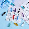 10Pcs Triple Synthetic Turquoise Round Beaded Connector Charms PALLOY-SW00003-08-4