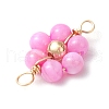 Dyed Natural Shell & Brass Round Beaded Flower Connector Charms PALLOY-JF03464-5
