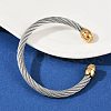 304 Stainless Steel Cuff Bangles BJEW-M136-01B-PG-2