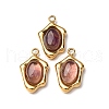 304 Stainless Steel Pave Natural Amethyst Irregular Oval Charms STAS-L022-525G-03-1