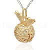 Golden Tone Brass Hollow Round Cage Pendants KK-J234-05G-2