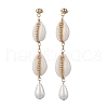 Shell Pearl Tassel Stud Earrings EJEW-TA00645-2