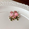 Rose Alloy Rhinestone Dangle Stud Earrings FS-WG9B03D-06-1