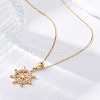 304 Stainless Steel Crystal Rhinestone Helm Pendant Necklaces NJEW-Z057-02A-G-3