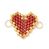Handmade Glass Seed Beads Heart Links PALLOY-MZ00610-2