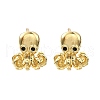Octopus Brass Micro Pave Cubic Zirconia Stud Earrings EJEW-H157-02G-4