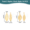 Unicraftale 28Pcs 2 Style Ion Plating(IP) 304 Stainless Steel Pendants STAS-UN0049-74-4