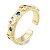 Colorful Cubic Zirconia Skull Open Cuff Rings RJEW-G261-07G-3