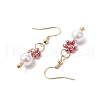 Brass Glass Flower with Round Dangle Earrings EJEW-MZ00441-5