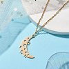 Hollow Moon & Star 304 Stainless Steel Pendant Necklaces NJEW-JN04815-01-2