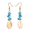 Natural Cowrie Shell Beads Dangle Earrings EJEW-JE04642-5