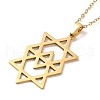 201 Stainless Steel David Star Pendant Necklace with Cable Chains NJEW-Q317-07G-3