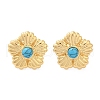 304 Stainless Steel Synthetic Turquoise Stud Earrings for Women EJEW-U046-15G-4
