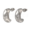 304 Stainless Steel & Rhinestones C-Shaped Stud Earrings for Women EJEW-S237-11-1