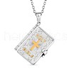 Openable Cross Bible 201 Stainless Steel Pendant Necklaces FS-WG822FB-01-3