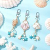 3Pcs Braided Nylon Thread & Natural Shell Pendant Decorations HJEW-TA00342-1