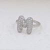 Brass Micro Pave Clear Cubic Zirconia Cuff Rings FS-WG17FF6-13-1