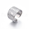 Non-Tarnish 304 Stainless Steel Texture Open Cuff Ring RJEW-S405-258P-4