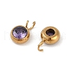 Ion Plating(IP) 304 Stainless Steel Micro Pave Cubic Zirconia Charms STAS-Z094-02G-04-2