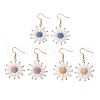 Natural Lava Rock Flower Dangle Earrings EJEW-TA00568-1