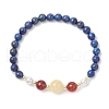 3Pcs Shell Pearl Bead & Natural Carnelian & Dyed White Jade & Dyed Lapis Lazuli & Green Aventurine & Yellow Jade Beaded Stretch Bracelets for Women BJEW-JB11938-3