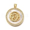 Brass Micro Pave Cubic Zirconia Shell Pendants KK-D328-19G-1
