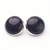 Natural Black Agate Brass Clip-on Earrings EJEW-A051-A010-1
