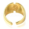Brass Micro Pave Clear Cubic Zirconia Open Cuff Rings for Women RJEW-M021-05G-2