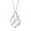 304 Stainless Steel Empty macrame Pouch Pendant Singapore Chain Necklaces NJEW-JN05285-02-2
