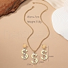 Dollar Sign Alloy Rhinestone & Glass Pendant Necklaces & Stud Dangle Earrings Sets FS-WGD45F5-01-4