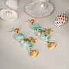 Stainless Steel Shell Shape with Starfish Dangle Stud Earrings QF4790-4
