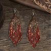 Bohemian Style Handmade Glass Seed Beads Hexagon Dangle Earrings KC8574-1-2