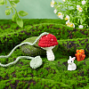 Handmade DIY Wool Crochet Mushroom and Leaf Pendant Decorations AJEW-WH0314-465-5
