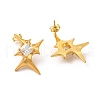 Clear Cubic Zirconia Star Stud Earrings EJEW-P221-31G-2