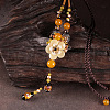 Ethnic Style Natural Shell & Agate & Handmade Lampwork Flower Big Pendant Necklaces FS-WGC615D-01-2