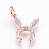 Brass Cubic Zirconia Bunny Pendants ZIRC-G144-07RG-02-1