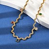 304 Stainless Steel Rope Chain Colorful Cubic Zirconia Tassel Necklaces for Women NJEW-V015-01G-B-4