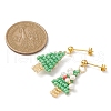 Glass Seed Beaded Christmas Tree Dangle Stud Earrings EJEW-JE05273-3