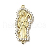 Brass Clear Cubic Zirconia Grim Reaper Connector Charms KK-C090-36G-02-1