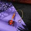 Halloween Theme Spider & Skull Dyed Synthetic Turquoise & Glass Seed Beads Pendant Decorations HJEW-MZ00282-04-1