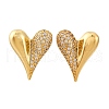 Heart Brass Micro Pave Clear Cubic Zirconia Stud Earrings EJEW-R025-10G-4