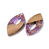 Transparent Resin & Walnut Wood Pendants RESI-N025-047A-03-2