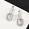 Brass Clear Cubic Zirconia U-Shaped Hoop Earrings EJEW-Q016-20P-4
