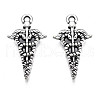 Tibetan Style Alloy Caduceus Medical Symbol Charms TIBEP-N008-138-1