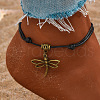 Adjustable Black Waxed Cord Anklets WGF8958-04-1