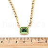 304 Stainless Steel Rhinestone Rectangle Pendant Double Layer Necklaces for Women NJEW-Z070-01G-02-5