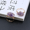 Nuggets Alloy Wire Wrapped Natural Amethyst Cuff Rings FS-WGA7830-01-1