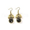 Leaf with Flat Round Alloy Rhinestone Dangle Earrings FS-WG8EEAF-01-2