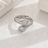 Unique Brass Rhinestones Snake Shape Open Cuff Ring for Women TZ1216-2-1